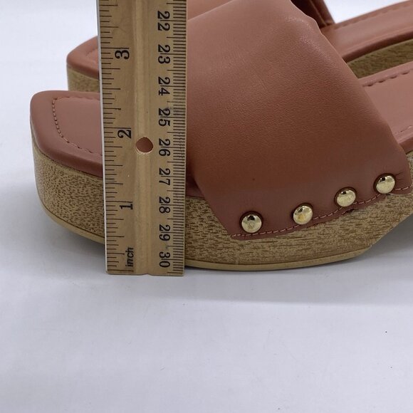 Steve Madden Chana Studded Wood Heel Sandals Size 9 Open Toe Clog Platform Slide - Picture 11 of 12